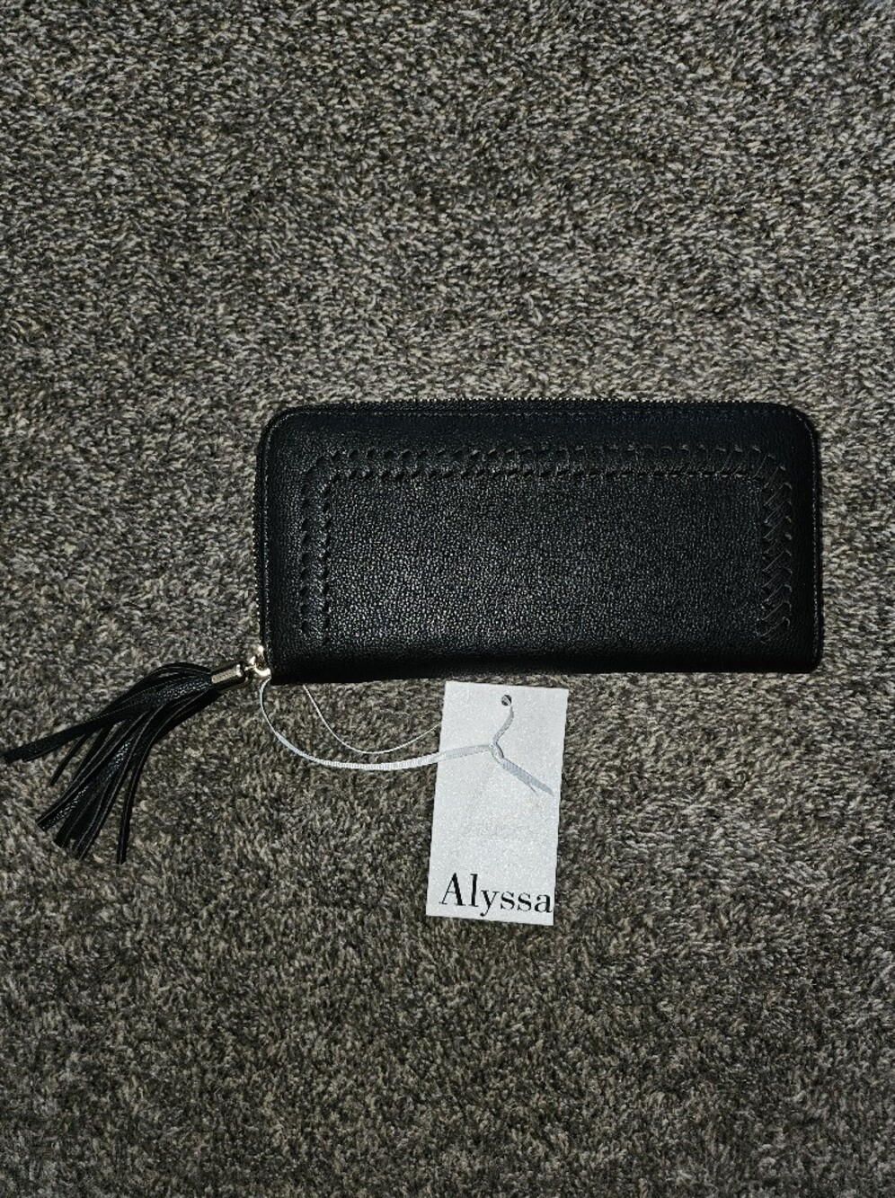 Nwt Womens ALYSSA Black Tassel Zip Wallet WRISTLET